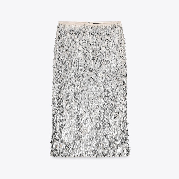 ZARA SEQUIN MIDI SKIRT - Picture 7 of 9